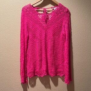 American Rag Bright Pink Crochet barbiecore Blouse top